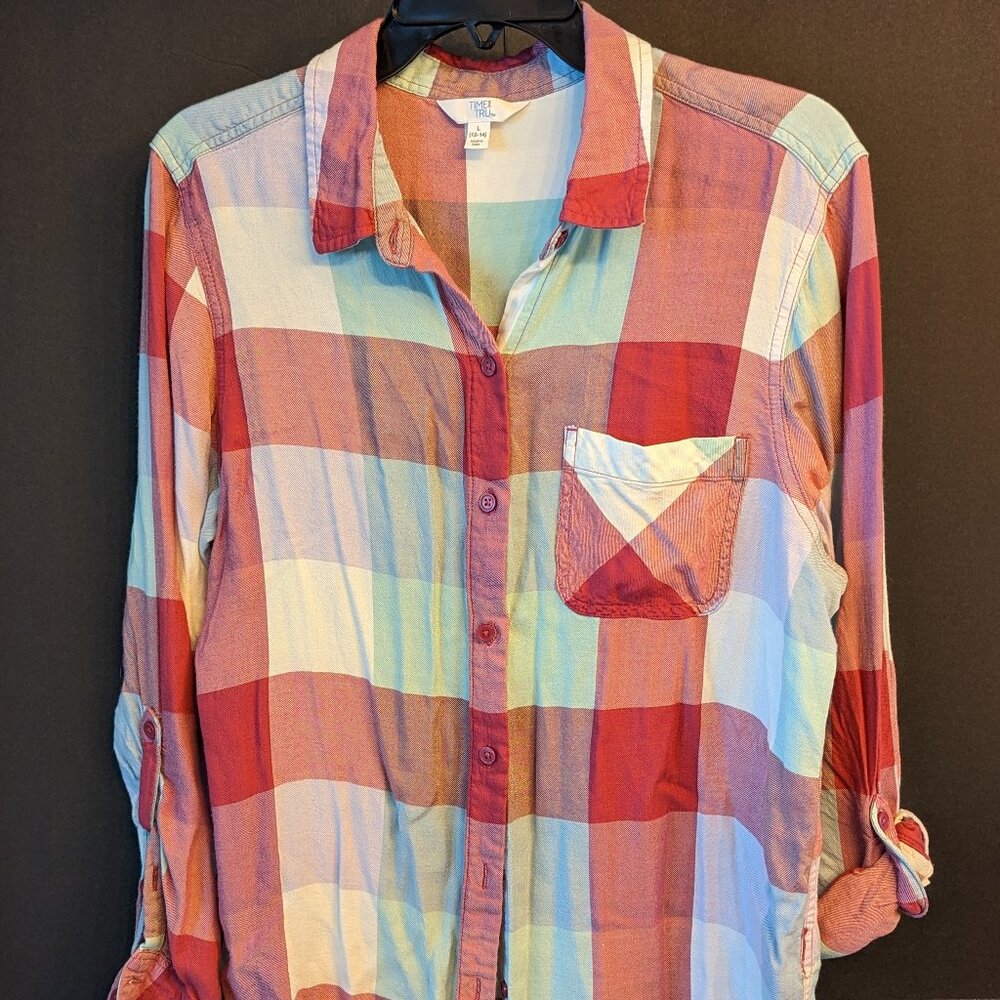 Time and Tru Plaid Shirt, L